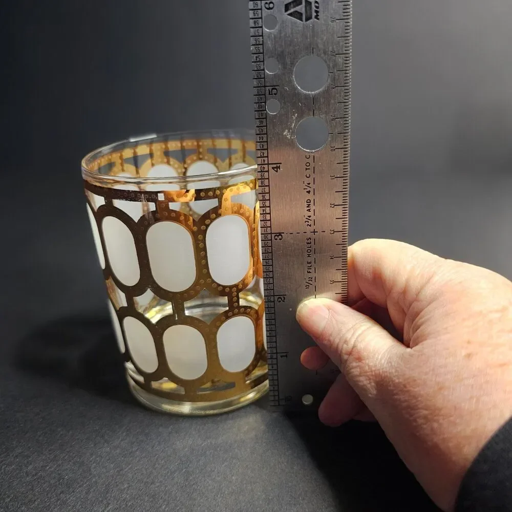 22k Gold Double Rocks Bar Glass Vtg 1960s Mid-century Hollywood Regency Liquor